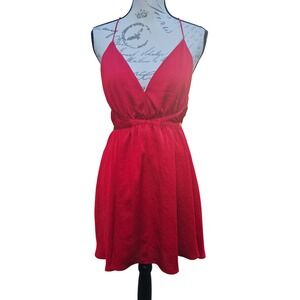 Express NWT Red Dress V Neck Criss Cross Open Back Party Cocktail‎ Petite Medium
